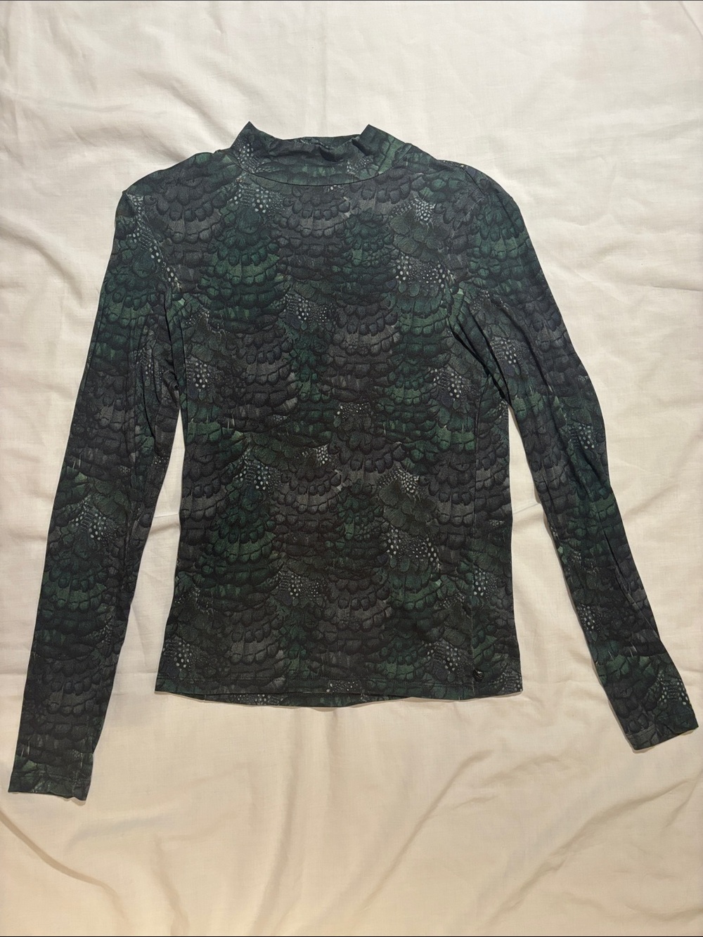 Scotch & Soda Dark Green Reptile-Print Long Sleeve Top